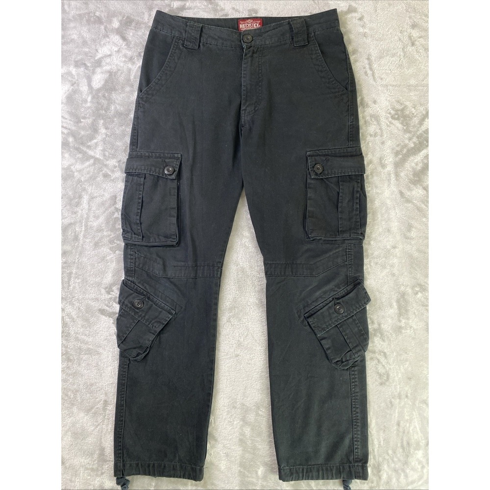 Matchstick Argus Cargo Pants Mens M 32x30 Black Grunge Skater Utility Gorpcore